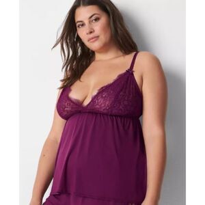 Cacique Lane Bryant Deep Purple Lace Cami Lingerie Sexy Famine Plus Size 22/24